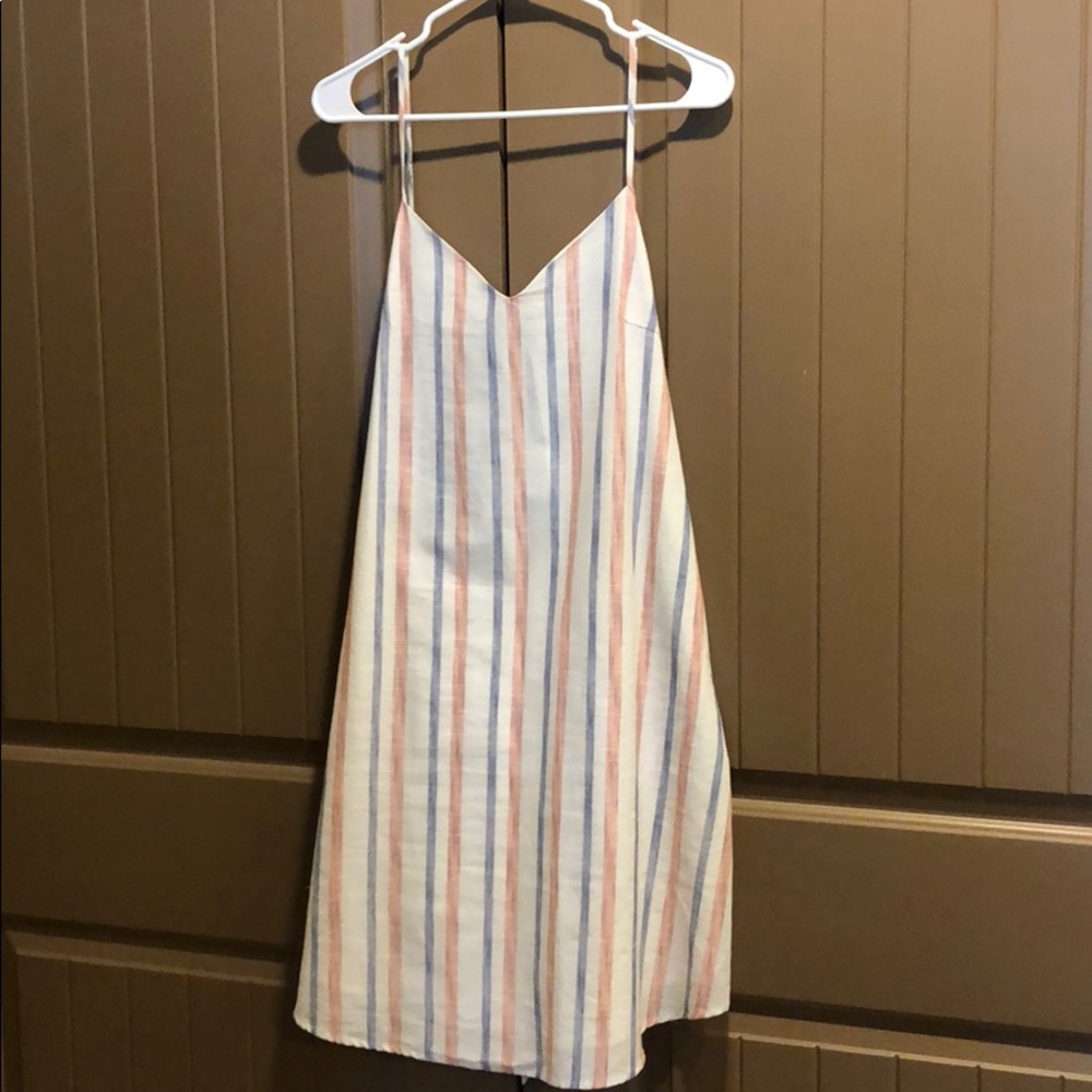 Pink and blue striped dress